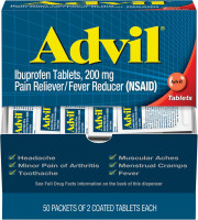 Advil Pain Reliever and Fever Reducer, Pain Relief Medicine with Ibuprofen 200mg for Headache, Backache, Menstrual Pain and Joint Pain Relief - 50x2 Coated Tablets