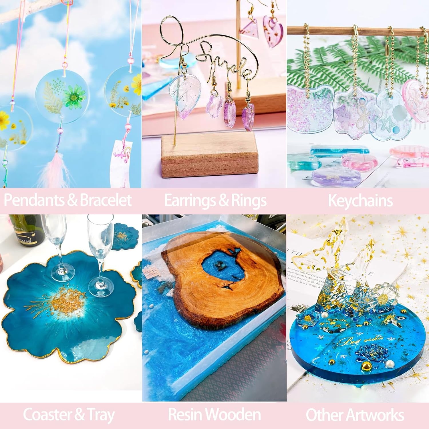 Epoxy Resin 2 Gallon Kit, Clear Resin Epoxy, Resin Kit - High-Gloss,No Bubbles, Not Yellowing, Self-Leveling Art Resin Casting Resin for DIY Art,Crafts,Jewelry,Table Top,Wood & Resin Molds