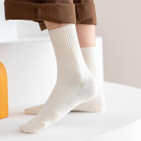 ACCFOD Womens Cute Crew Socks Casual Athletic Aesthetic Socks Neutral Cotton Socks for Women Granola Girls Clothes 5-9 Solid Color