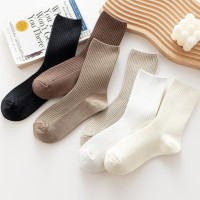 ACCFOD Womens Cute Crew Socks Casual Athletic Aesthetic Socks Neutral Cotton Socks for Women Granola Girls Clothes 5-9 Solid Color