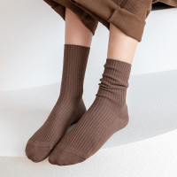 ACCFOD Womens Cute Crew Socks Casual Athletic Aesthetic Socks Neutral Cotton Socks for Women Granola Girls Clothes 5-9 Solid Color
