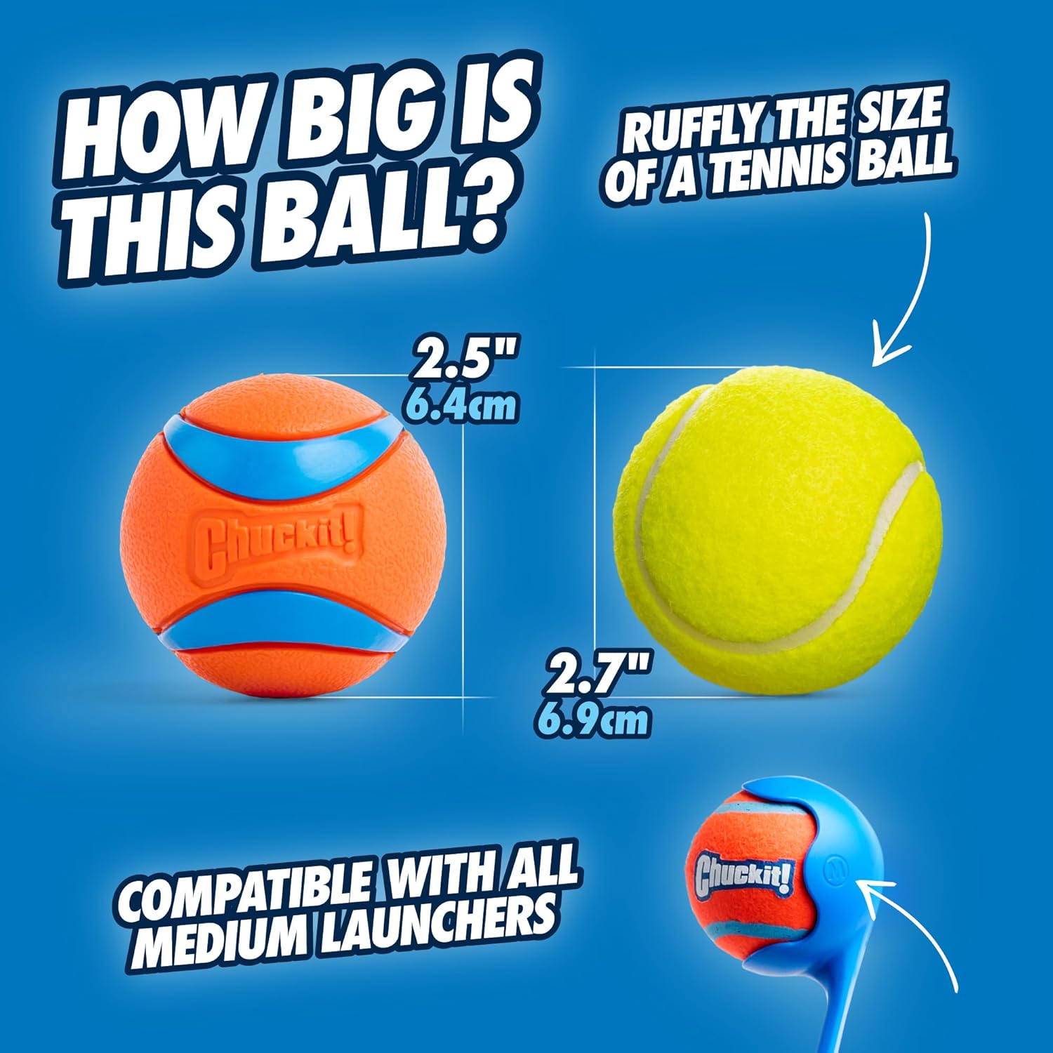Chuckit! Ultra Ball Dog Toy, Medium (2.5 Inch Diameter) Pack of 1, for breeds 20-60 lbs