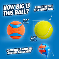 Chuckit! Ultra Ball Dog Toy, Medium (2.5 Inch Diameter) Pack of 1, for breeds 20-60 lbs Ultra Medium (1 Pack)