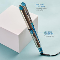 BaBylissPRO Nano Titanium Prima Ionic Hair Straightener – Professional Flat Iron & Curling Iron in One for Stylists, Pro Styling Hair Tool 1 Inch Blue