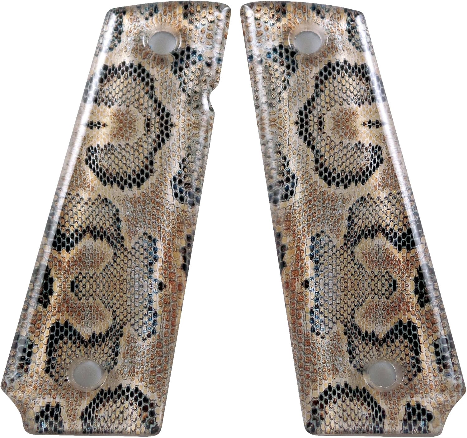 Custom 1911 A1 Full Size Snake Skin SPD Acrylic Ambidextrous Grips- Compatible with Kimber, Colt, Taurus and Sig