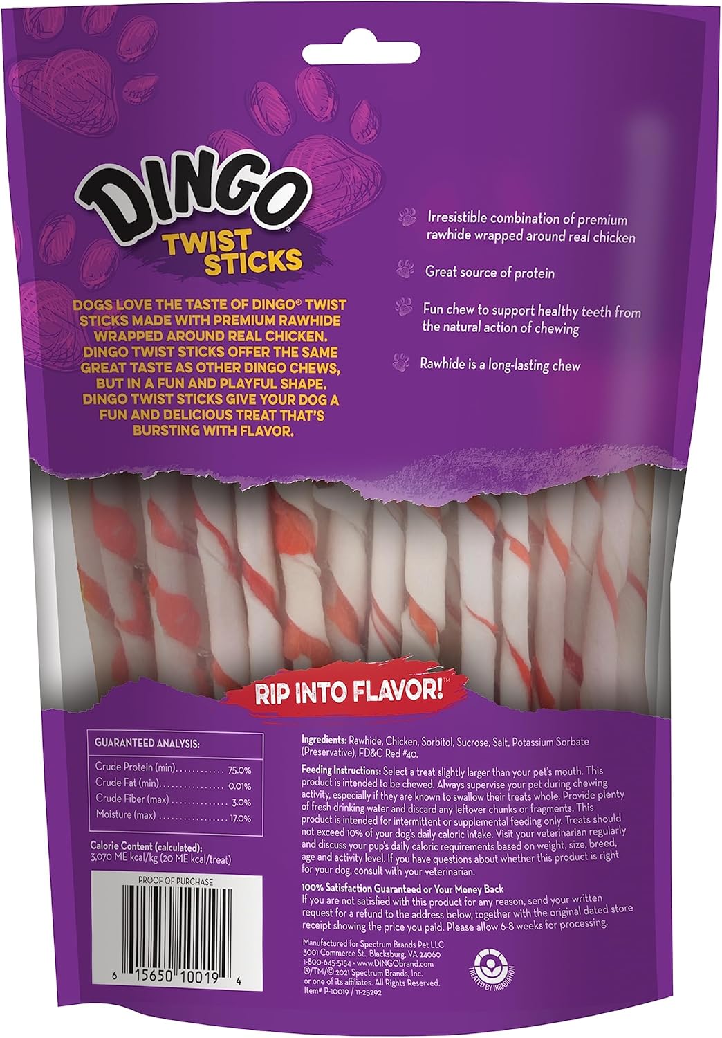 Dingo Twist Sticks 50 Count, Rawhide For Dogs, Made With Real Chicken, 50 Count (Pack of 1) twist sticks 8.9 Ounce (Pack of 1)