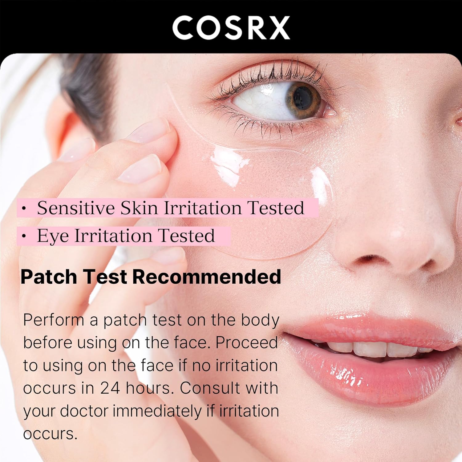 COSRX Pink Peptides Collagen Hydrogel Eye Patch for Puffy Eyes and Dark Circles, Under Eye Mask, 60 Under Eye Patches, Korean Skin Care Peptide Eye Patch