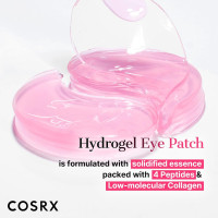 COSRX Pink Peptides Collagen Hydrogel Eye Patch for Puffy Eyes and Dark Circles, Under Eye Mask, 60 Under Eye Patches, Korean Skin Care Peptide Eye Patch