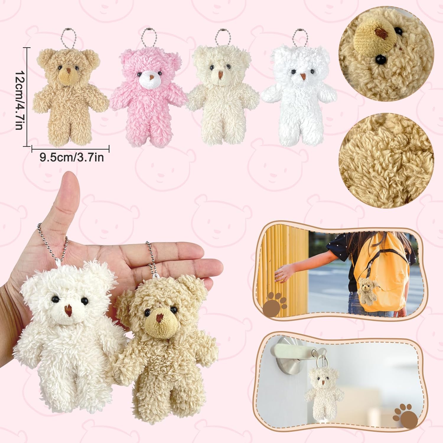 Sealive 12-Piece Mini Furry Bears - 4.7 Inches Stuffed Animal Tiny Bear Party Favors - Bears for Special Occasions, Party Decorations, Charming Keychains, Memorable Gifts, and More 12 Furry Bears