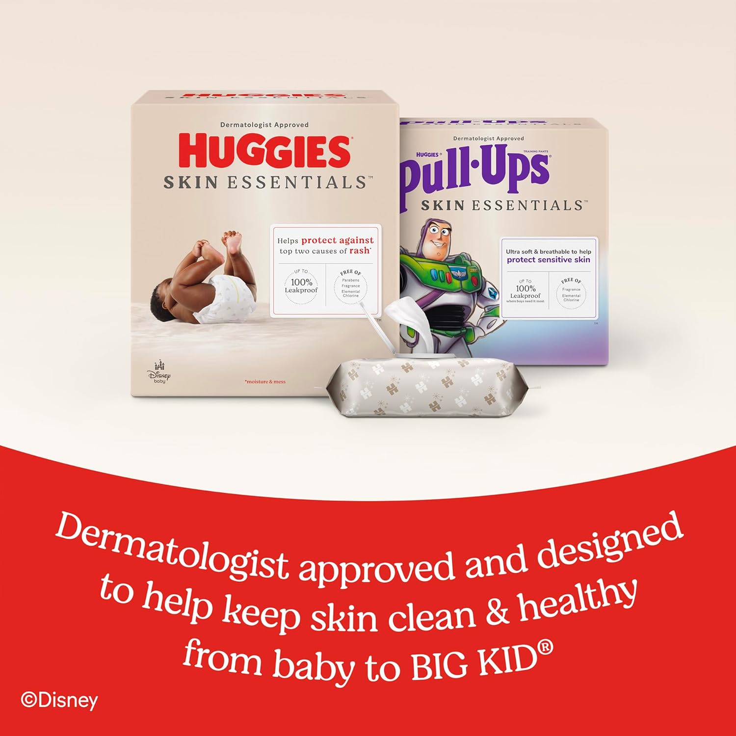 Huggies Skin Essentials Baby Wipes, Hypoallergenic, 99% Water, 10 Flip Top Packs (560 Wipes Total) 56 Count (Pack of 10) White