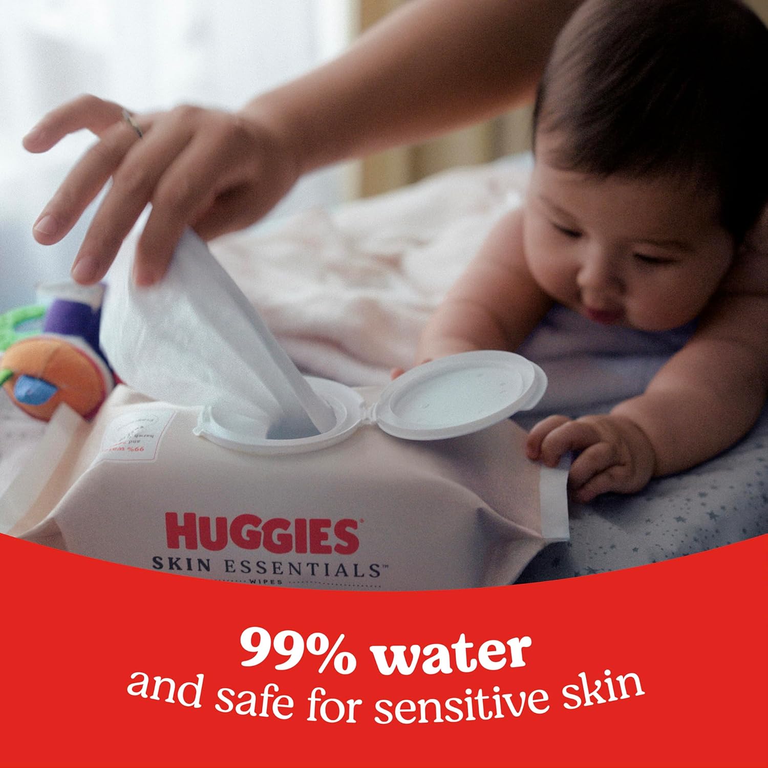 Huggies Skin Essentials Baby Wipes, Hypoallergenic, 99% Water, 10 Flip Top Packs (560 Wipes Total) 56 Count (Pack of 10) White