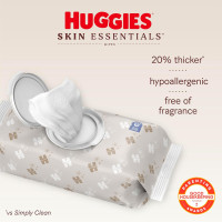 Huggies Skin Essentials Baby Wipes, Hypoallergenic, 99% Water, 10 Flip Top Packs (560 Wipes Total) 56 Count (Pack of 10) White