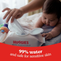 Huggies Skin Essentials Baby Wipes, Hypoallergenic, 99% Water, 10 Flip Top Packs (560 Wipes Total) 56 Count (Pack of 10) White