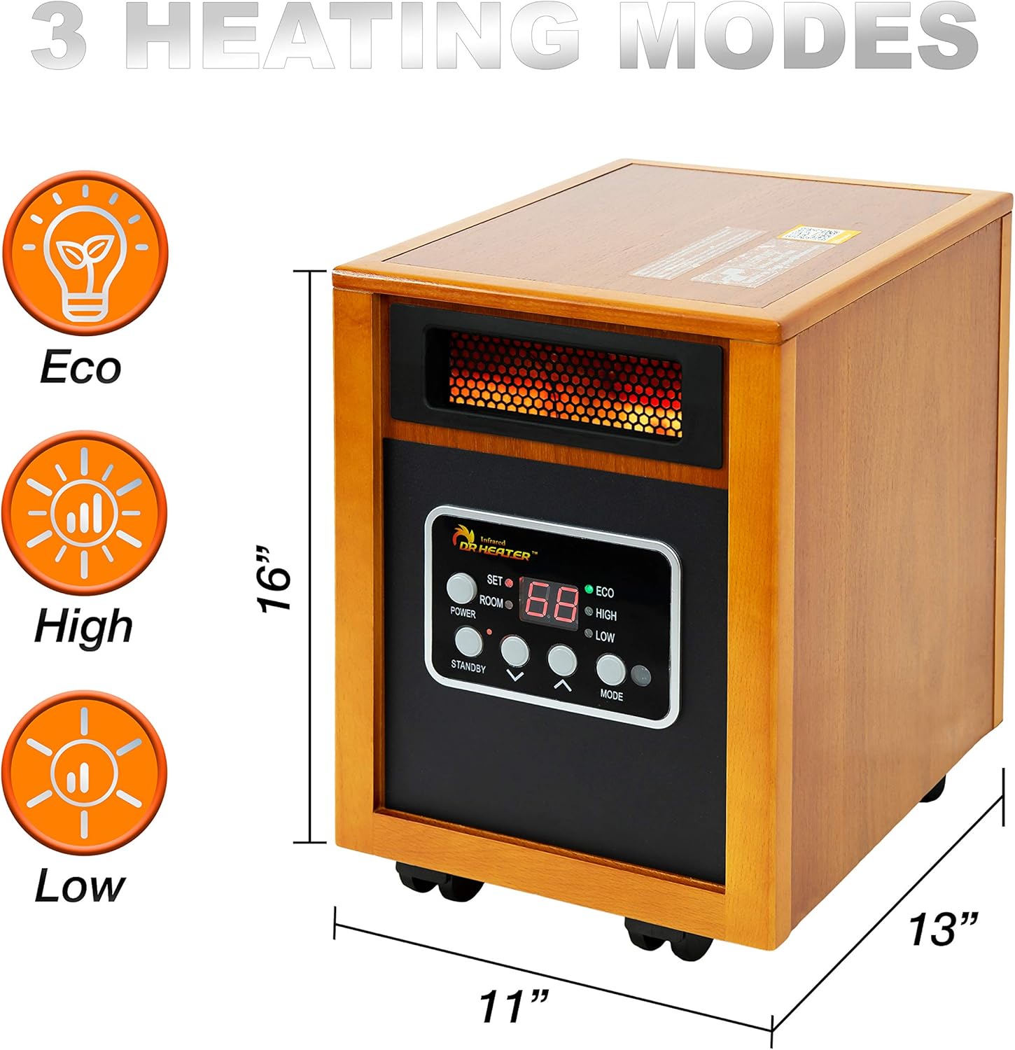 Dr Infrared Heater DR-968 Portable Space Heater, 1500-Watt, Cherry Cherry Original