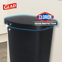 Glad 13 Gallon Trash Can | Plastic Kitchen Waste Bin with Odor Protection of Lid | Hands Free with Step On Foot Pedal and Garbage Bag Rings, Black Black 13 Gallon