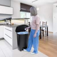 Glad 13 Gallon Trash Can | Plastic Kitchen Waste Bin with Odor Protection of Lid | Hands Free with Step On Foot Pedal and Garbage Bag Rings, Black Black 13 Gallon