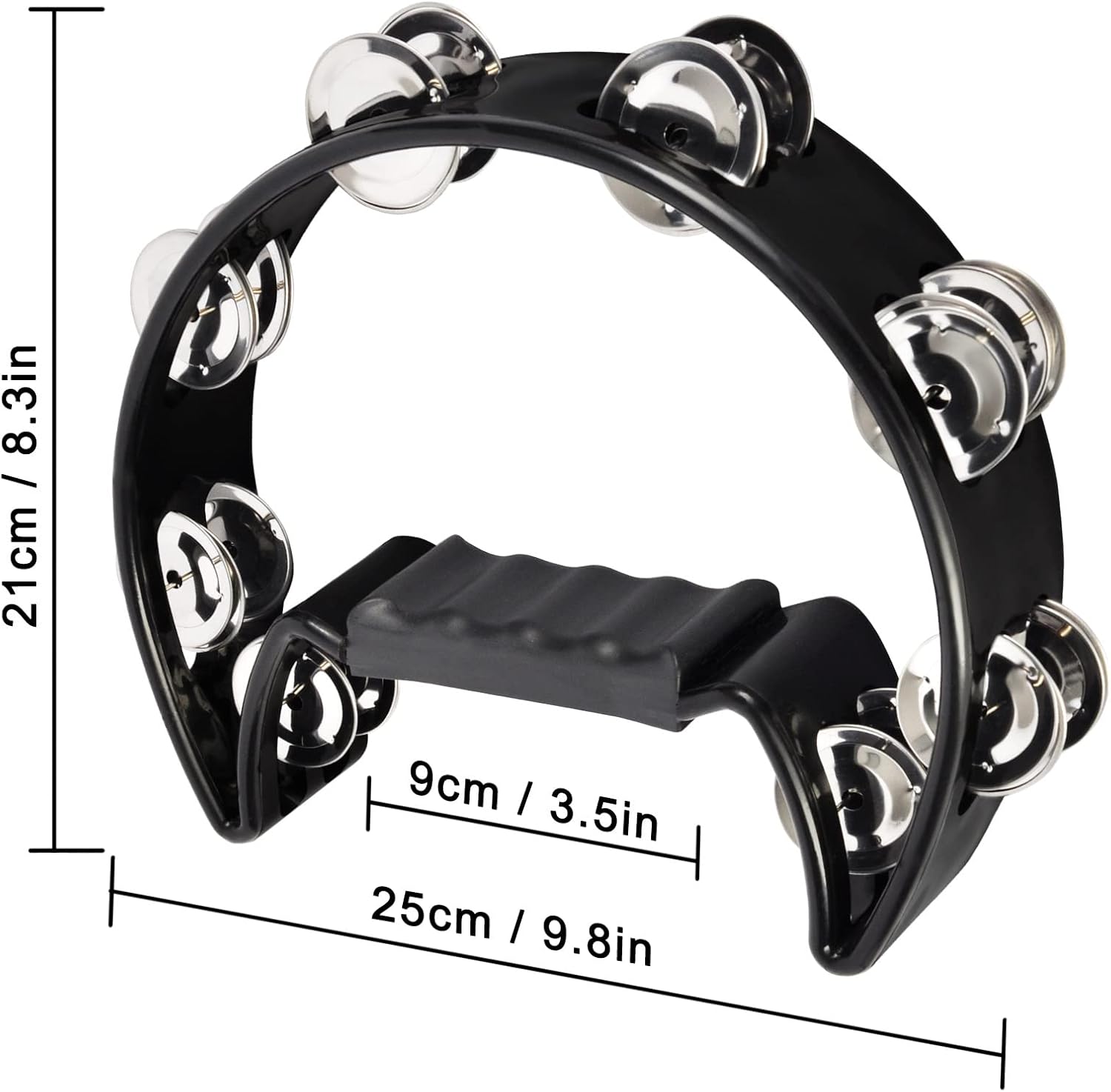 EastRock Tambourine,Metal Jingles Hand Held Percussion Half-Moon Tambourine and Egg Shakers for Kids, Adults, KTV, Party BLACK Halfmoon-1-BLACK