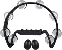 EastRock Tambourine,Metal Jingles Hand Held Percussion Half-Moon Tambourine and Egg Shakers for Kids, Adults, KTV, Party BLACK Halfmoon-1-BLACK