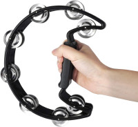 EastRock Tambourine,Metal Jingles Hand Held Percussion Half-Moon Tambourine and Egg Shakers for Kids, Adults, KTV, Party BLACK Halfmoon-1-BLACK