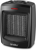 andily Space Heater Electric Heater for Home and Office Ceramic Small Heater with Thermostat, 750W/1500W Black