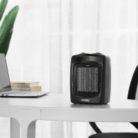 andily Space Heater Electric Heater for Home and Office Ceramic Small Heater with Thermostat, 750W/1500W Black