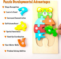 Montessori Mama Wooden Toddler Puzzles for Kids Ages 2-4, Montessori Toys for 3 Year Old, Animal Toddlers Toys Ages, 4-Pack Learning Toddler Puzzle