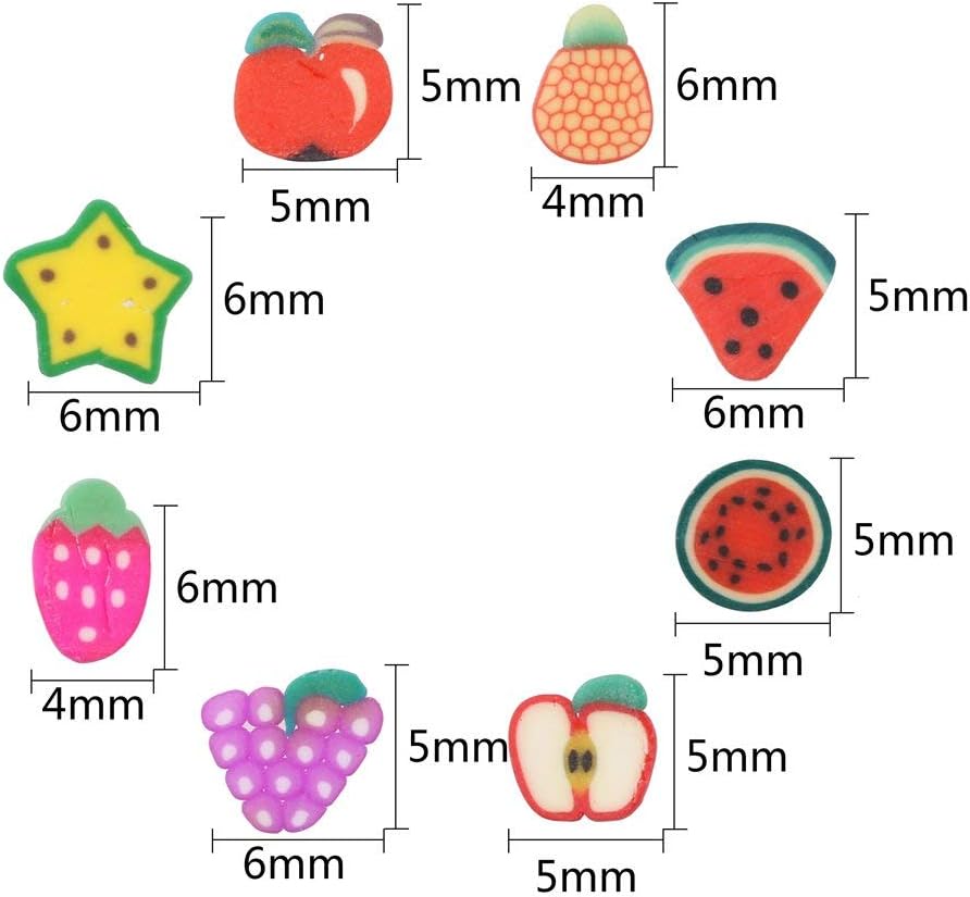 CCINEE 3D Fruit Nail Slices,Assorted Polymer Clay Slime Slices Bulk for DIY Crafts Supplies,4000PCS,1/4 Inch
