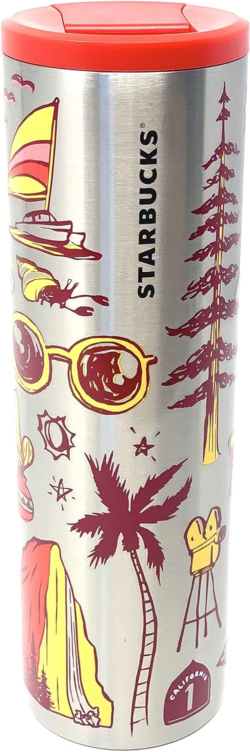 Starbucks California Vacuum Insulated Stainless Steel Traveler Tumbler, 16 Oz (Red)