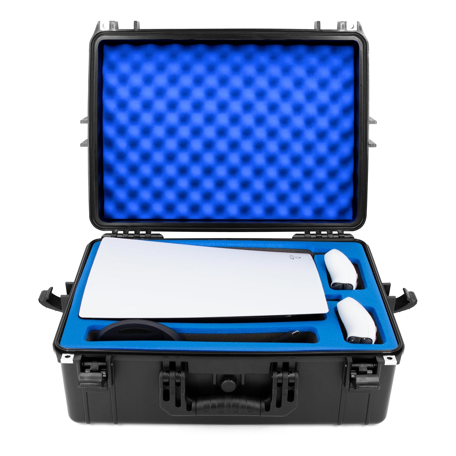 CASEMATIX Hard Shell Travel Case Compatible with PlayStation 5 Console, Controllers, Games and Accessories - Waterproof PS5 Carrying Case with Customized Foam for Both Standard and Digital Editions