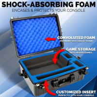 CASEMATIX Hard Shell Travel Case Compatible with PlayStation 5 Console, Controllers, Games and Accessories - Waterproof PS5 Carrying Case with Customized Foam for Both Standard and Digital Editions