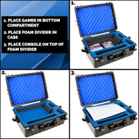CASEMATIX Hard Shell Travel Case Compatible with PlayStation 5 Console, Controllers, Games and Accessories - Waterproof PS5 Carrying Case with Customized Foam for Both Standard and Digital Editions
