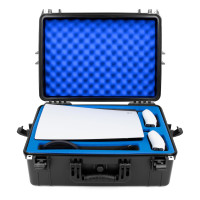 CASEMATIX Hard Shell Travel Case Compatible with PlayStation 5 Console, Controllers, Games and Accessories - Waterproof PS5 Carrying Case with Customized Foam for Both Standard and Digital Editions