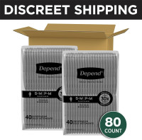 Depend Fresh Protection Adult Diapers, Incontinence Underwear for Men, Disposable, Maximum, Small/Medium, Grey, 80 Count (2 Packs of 40), Packaging May Vary Small/Medium 80