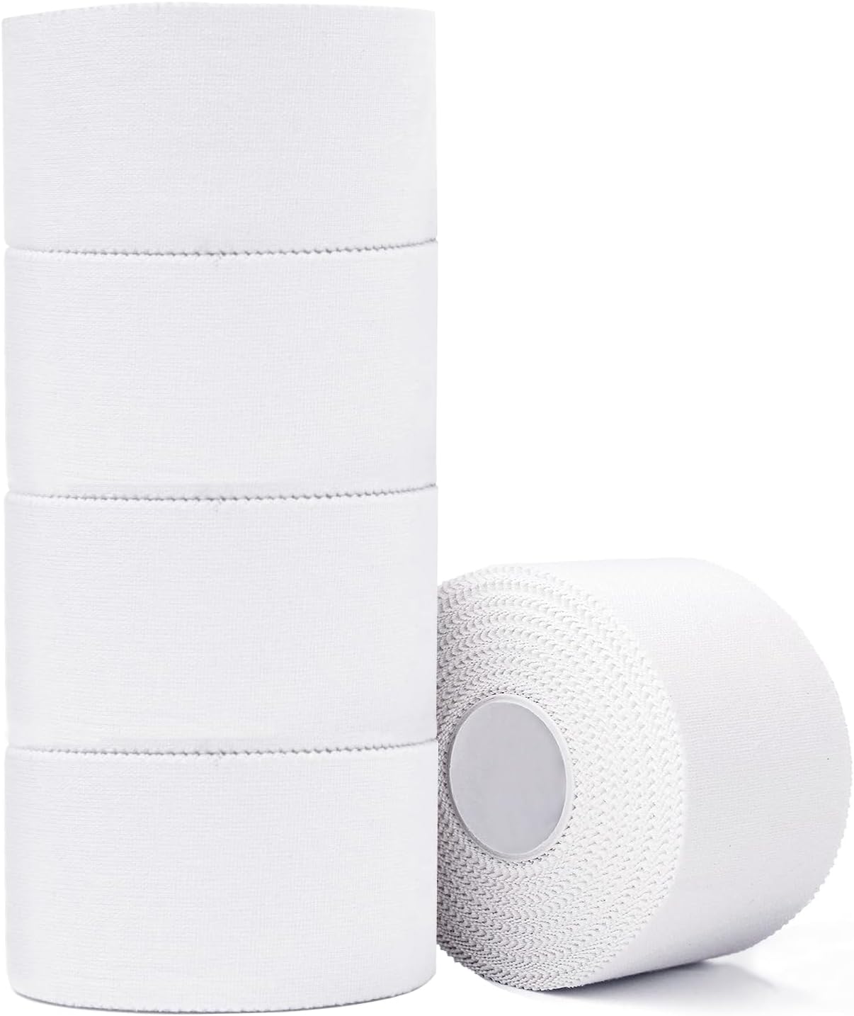 Athletic Tape,5 Pack White Sports Tape,Very Strong No Sticky Residue Wrist Ankle Tape for Gymnastics Boxing Lacrosse Climbing Hockey Bat Athletic Tape White(cotton)-5 Rolls