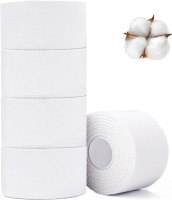 Athletic Tape,5 Pack White Sports Tape,Very Strong No Sticky Residue Wrist Ankle Tape for Gymnastics Boxing Lacrosse Climbing Hockey Bat Athletic Tape White(cotton)-5 Rolls