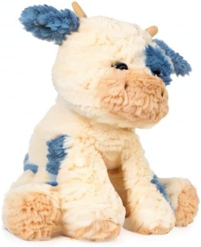 GUND Cozys Collection Cow, Stuffed Animal for Ages 1 and Up, Spring Decor Plush Toy, Cream/Blue, 10”