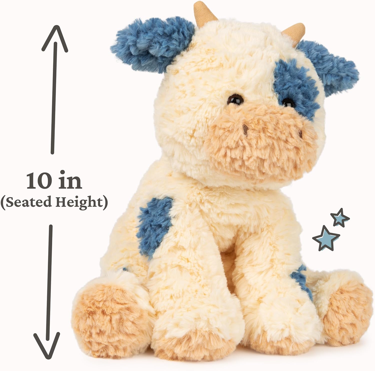 GUND Cozys Collection Cow, Stuffed Animal for Ages 1 and Up, Spring Decor Plush Toy, Cream/Blue, 10”