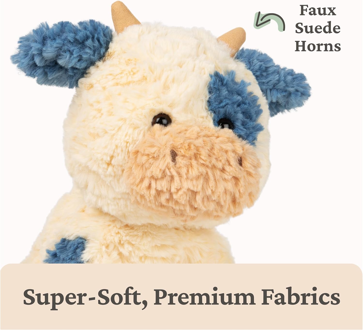 GUND Cozys Collection Cow, Stuffed Animal for Ages 1 and Up, Spring Decor Plush Toy, Cream/Blue, 10”