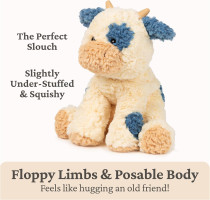 GUND Cozys Collection Cow, Stuffed Animal for Ages 1 and Up, Spring Decor Plush Toy, Cream/Blue, 10”