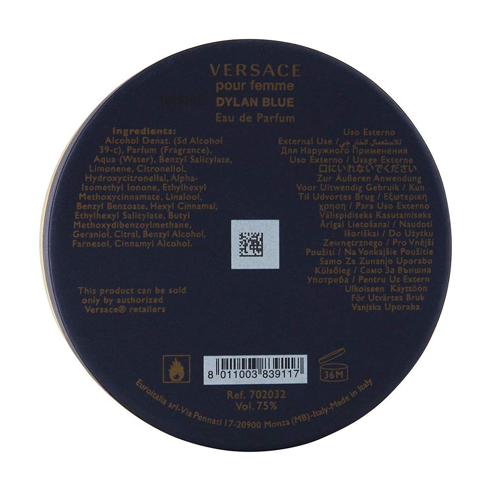 Versace Dylan Blue Pour Femme 3.4 oz Eau de Parfum Spray Fruity 3.4 Fl Oz (Pack of 1)