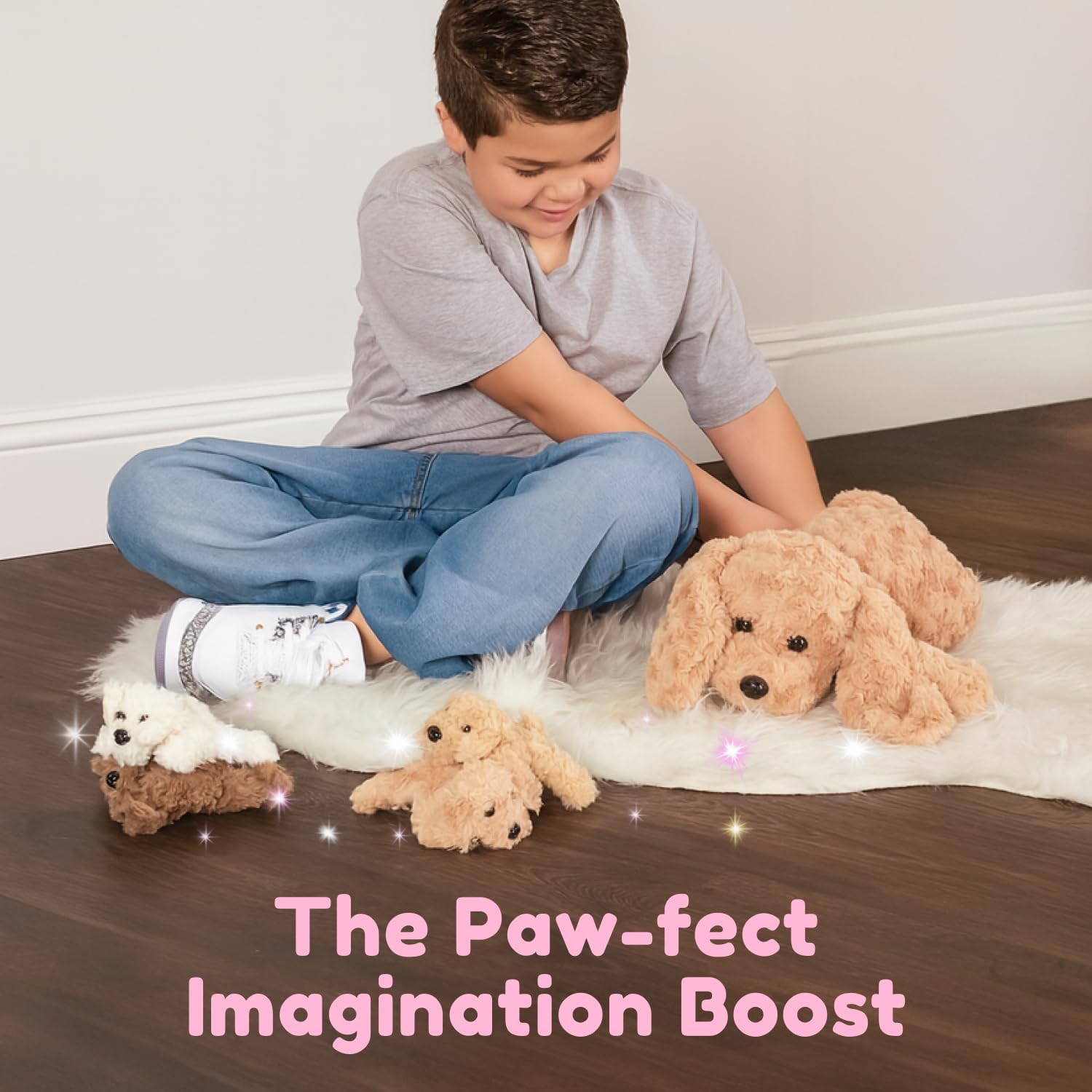 PixieCrush Adopt Me Dog Stuffed Animals for Girls Ages 3 and Up - Plush Labradoodle Dog Pillow with 4 Surprise Puppies Inside - Soft Puppy Toys for Kids - Cute Dogs Plush Set for Imaginative Play Labradoodle & 4 babies