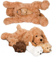 PixieCrush Adopt Me Dog Stuffed Animals for Girls Ages 3 and Up - Plush Labradoodle Dog Pillow with 4 Surprise Puppies Inside - Soft Puppy Toys for Kids - Cute Dogs Plush Set for Imaginative Play Labradoodle & 4 babies
