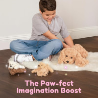 PixieCrush Adopt Me Dog Stuffed Animals for Girls Ages 3 and Up - Plush Labradoodle Dog Pillow with 4 Surprise Puppies Inside - Soft Puppy Toys for Kids - Cute Dogs Plush Set for Imaginative Play Labradoodle & 4 babies
