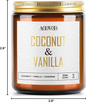 AOOVOO Coconut Vanilla Candles - 9 oz Scented Candles, Aromatherapy Candle, Soy Candle for Home Scented Coconut Vanilla 9 oz