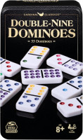 Spin Master Games, Cardinal Classics Double Nine Dominoes Set in Storage Tin, Dominoes for Kids & Adults, Classic Game, 2-6 Players, for Ages 8 & Up Double Line 9
