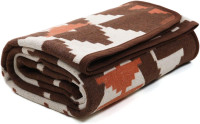 ACUSHLA Merino Wool Camp Blanket - Soft Warm Thick Washable Large Bed Couch Outdoor Camping Sleeping Travel Throw Blanket All Weather, Aztec Brown 79X63 Indian Brown 79