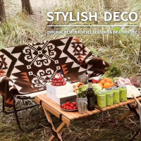 ACUSHLA Merino Wool Camp Blanket - Soft Warm Thick Washable Large Bed Couch Outdoor Camping Sleeping Travel Throw Blanket All Weather, Aztec Brown 79X63 Indian Brown 79