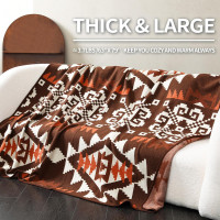 ACUSHLA Merino Wool Camp Blanket - Soft Warm Thick Washable Large Bed Couch Outdoor Camping Sleeping Travel Throw Blanket All Weather, Aztec Brown 79X63 Indian Brown 79
