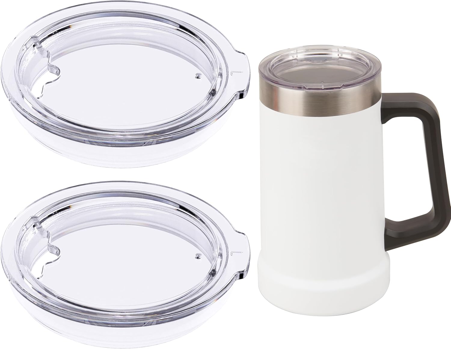 2PCs Cup Lids for Stanley 24oz Stay-Chill Beer Stein/Insulated Stainless Steel Party Mug, Clear Replacement Cup Lids with Sealing Silicone Ring, Drinking Cup Covers (Mug NOT Included) 2 Lids for Stanley 24oz Beer Mug