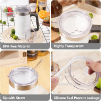 2PCs Cup Lids for Stanley 24oz Stay-Chill Beer Stein/Insulated Stainless Steel Party Mug, Clear Replacement Cup Lids with Sealing Silicone Ring, Drinking Cup Covers (Mug NOT Included) 2 Lids for Stanley 24oz Beer Mug
